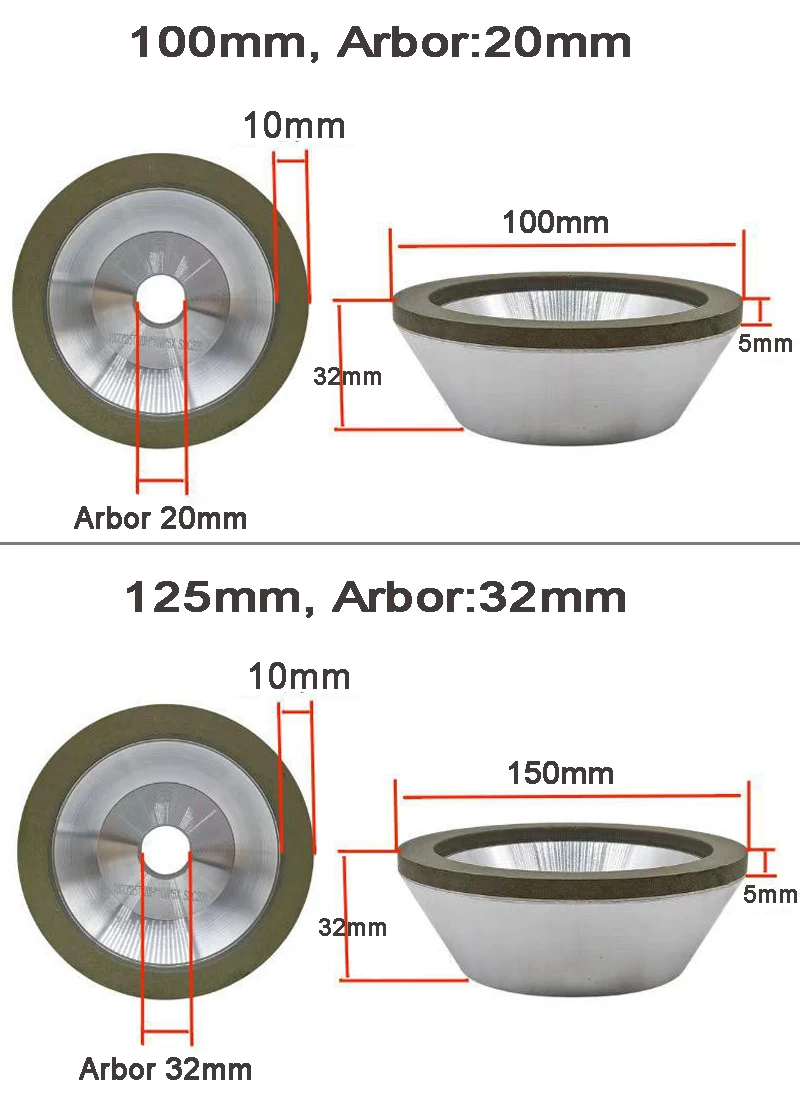 4 5 Inch Flared Cup Diamond Grinding Wheel Carbide Metal Tungsten Tools 100% High Concentration Resin Bond Grinding Wheel