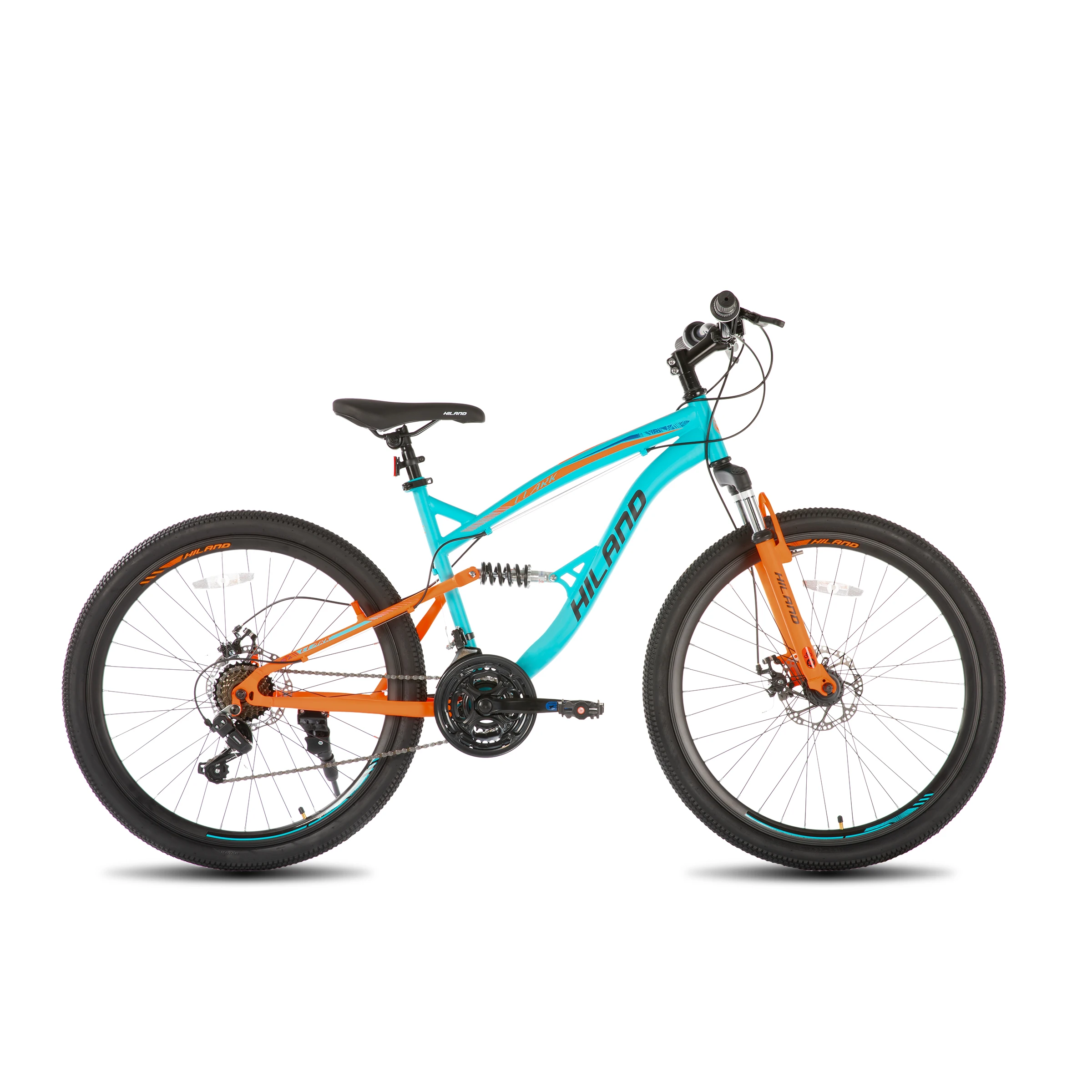 Hiland volledig geveerde heren mountainbike, 21 versnellingen, 26 inch wiel, dubbele schijfremfiets voor heren dames volwassen fiets