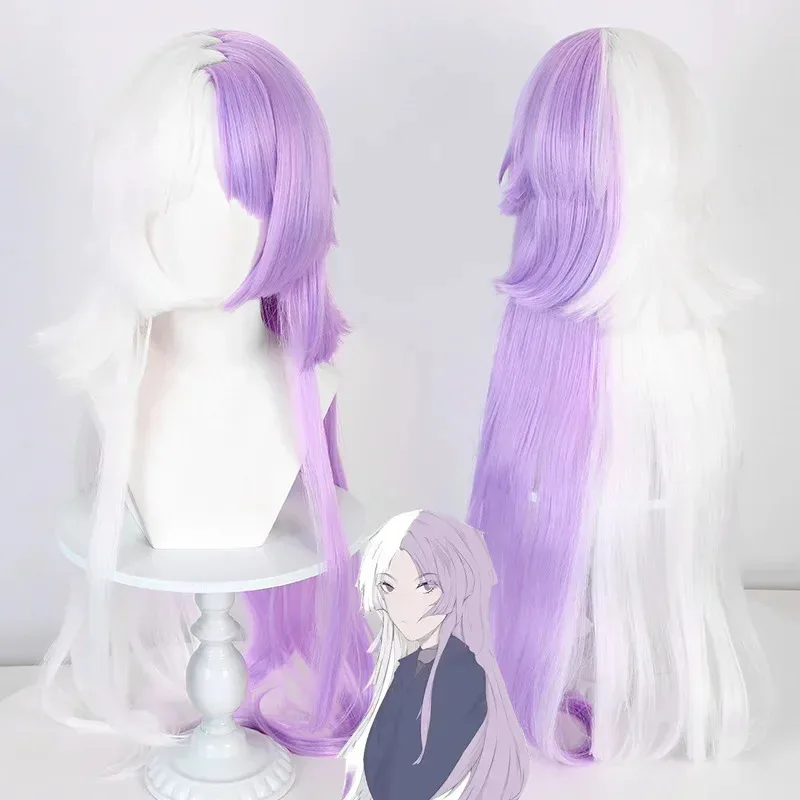 

Anime Bungou Stray Dogs Cosplay 100cm Long Sigma Cosplay Wig Purple White Sigma Wigs Heat Resistant Synthetic Hair + Wig Cap