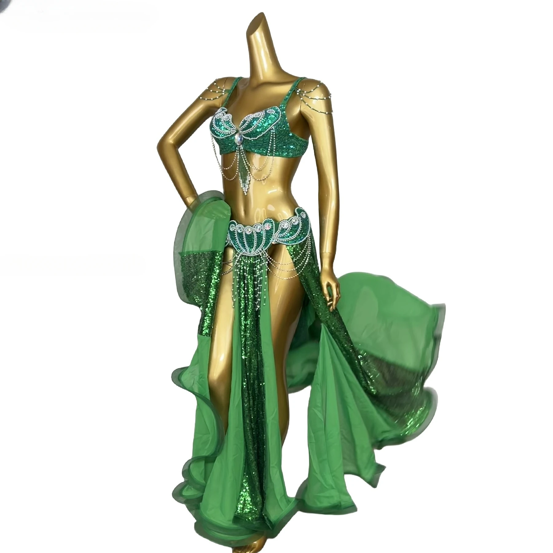 Belly Dance Costume New Women\'s Customization Beading Tassel Set Oriental Dance Professional Performance Clothing