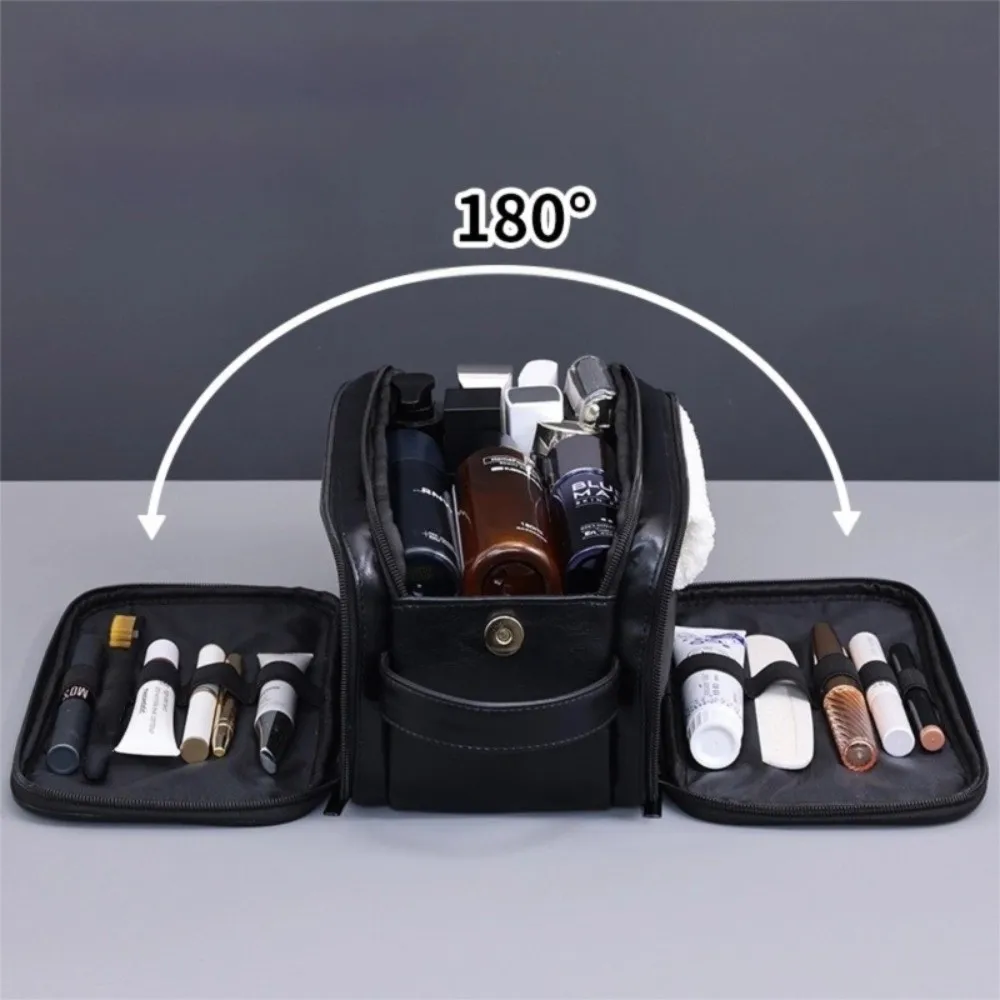 

Портативная сумка для туалетных принадлежностей из искусственной кожи с несколькими карманами, большая вместительная сумка-органайзер для стирки из искусственной кожи, водонепроницаемая мужская косметичка для путешествий
