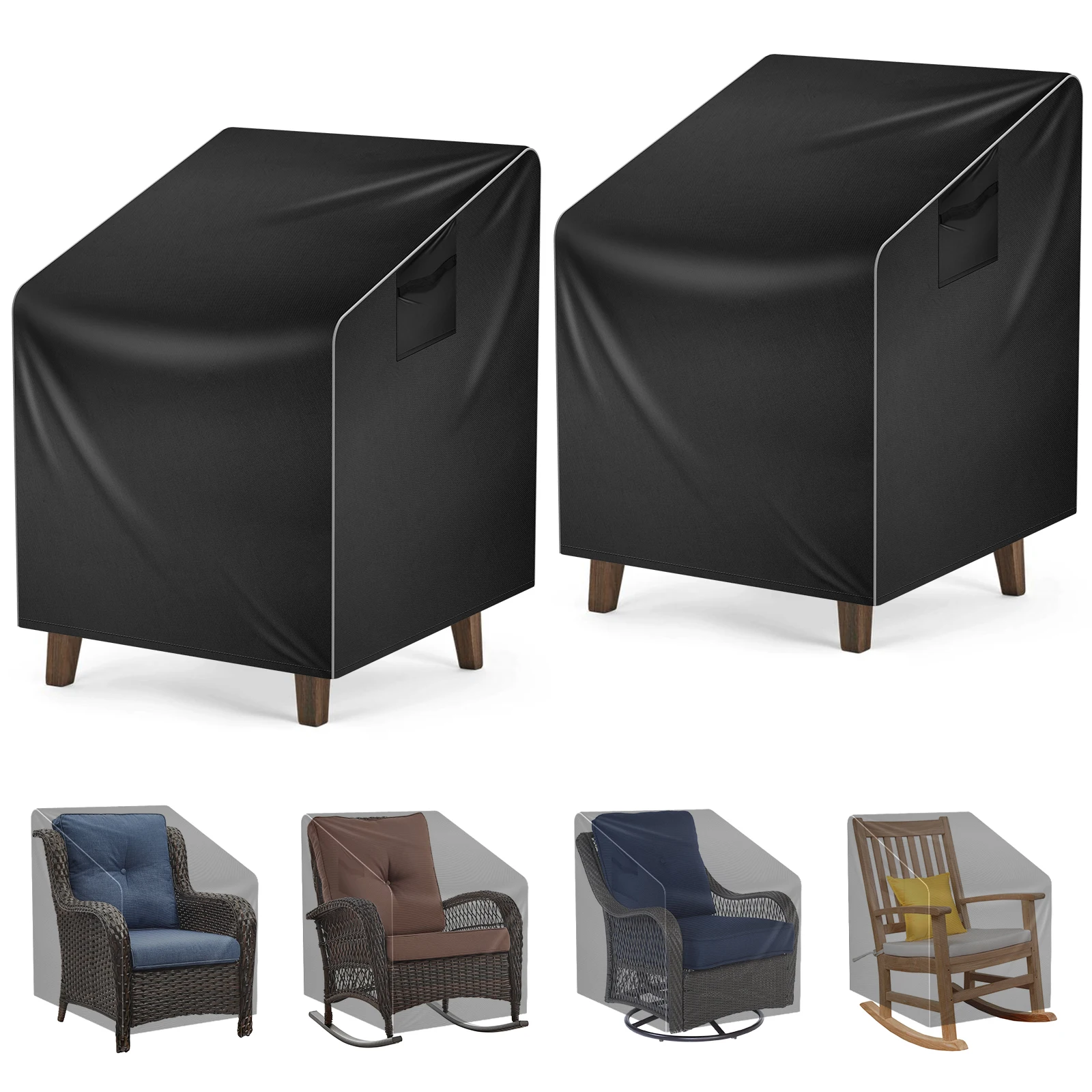 1/2Pcs Waterproof Garden Chair Covers 210D Oxford Fabric Outdoor Stackable Chairs Covers Heavy Duty Patio Rocking Chair Cover