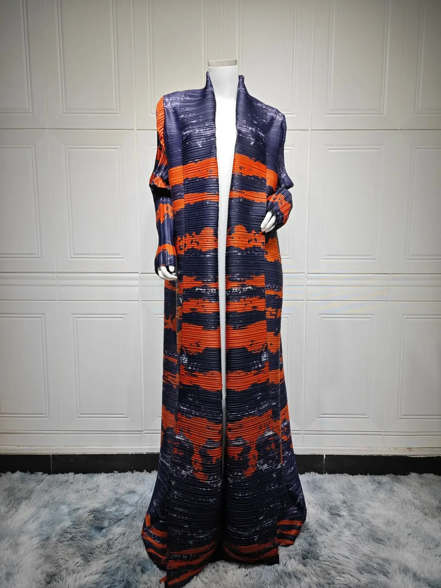 2025 Abaya Pleated Muslim Dress Women Gown Print Fashion Cardigan Kimono Jalabiya Turkey Kaftan Eid Ramadan Islam Clothing Robe