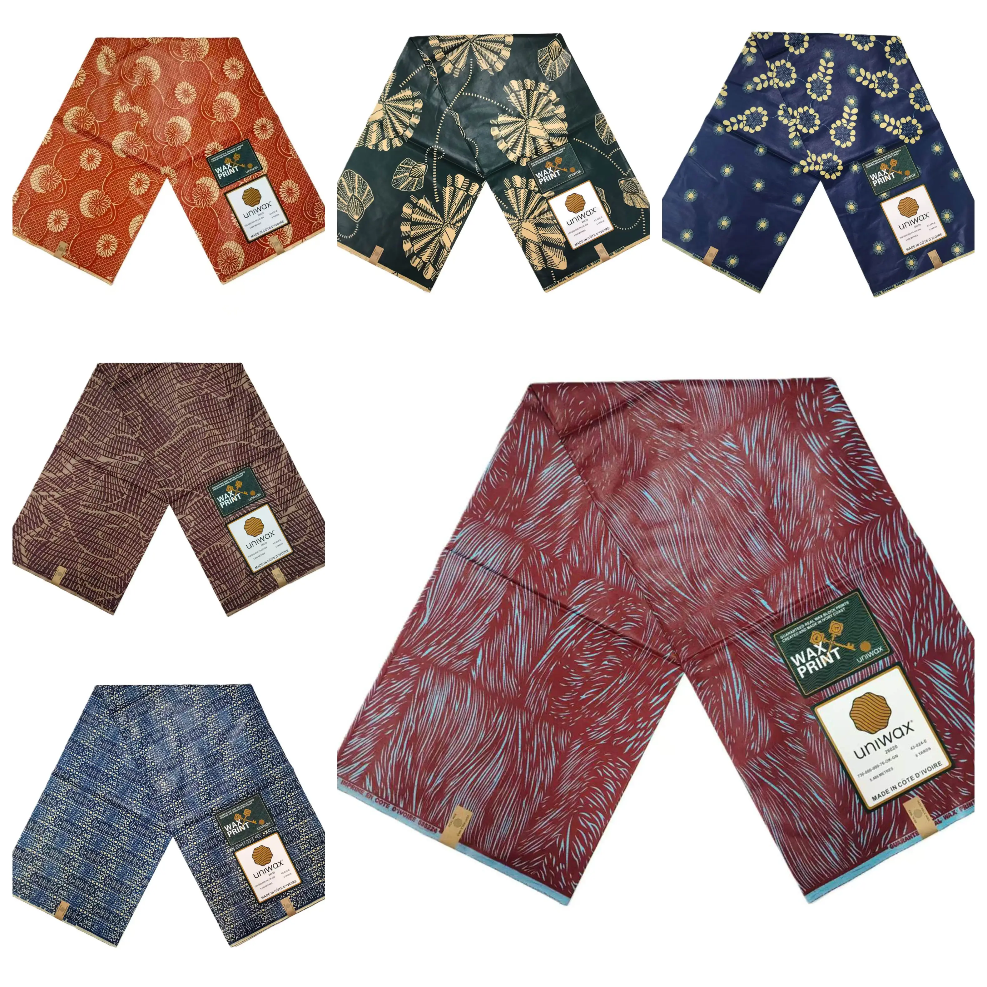 

Hot Sale Veritable Afrcian uniWax Ankara Block Prints Fabric Nigerian Pagne Loin cloth 100% Cotton Wax 6yards For Dress