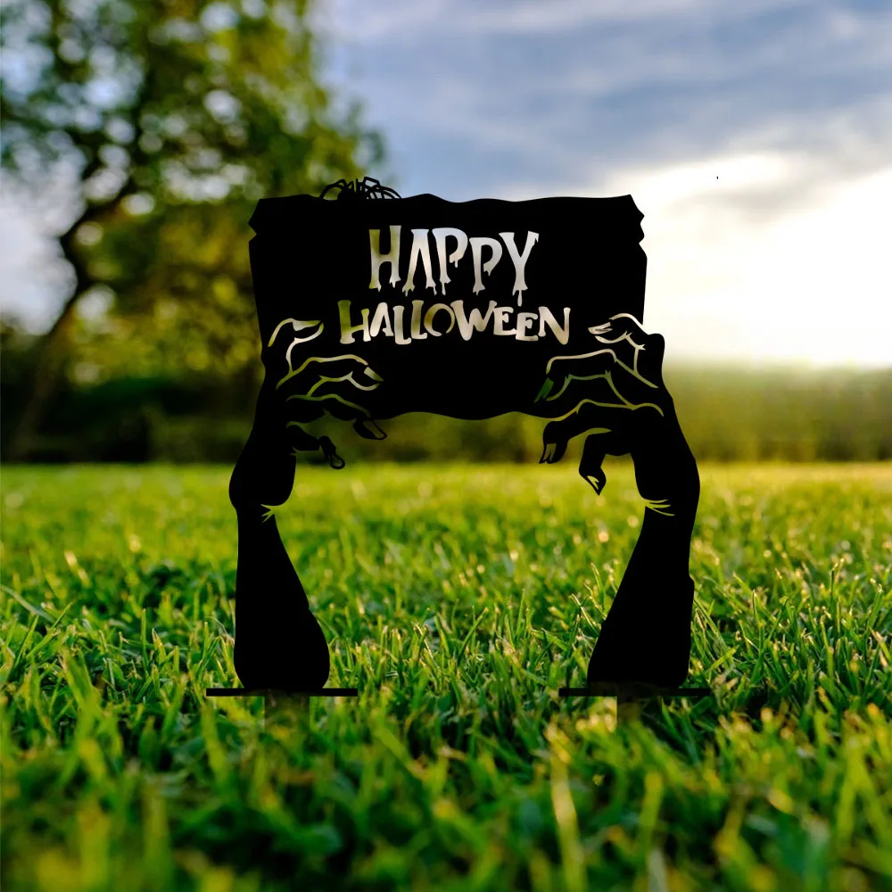 Black Hand Ghost Yard Sign: Infuse a Spine-Chilling Touch to Your Lawn and Garden This Halloween