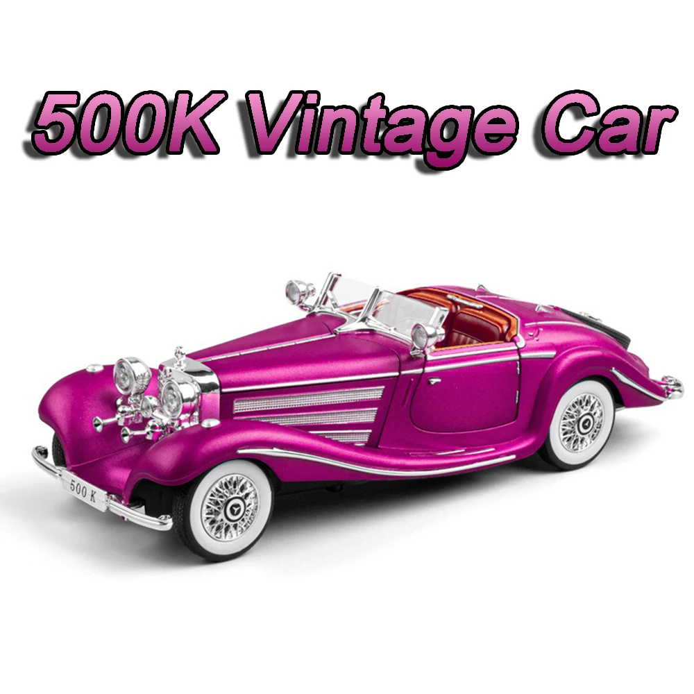 Modellspielzeug im Maßstab 1:24, 500K 300SL, Miniatur-Vintage-Autos, Legierung, Druckguss, Sound, Licht, Türen geöffnet, zurückziehbar, Sammlung, Fahrzeugspielzeug
