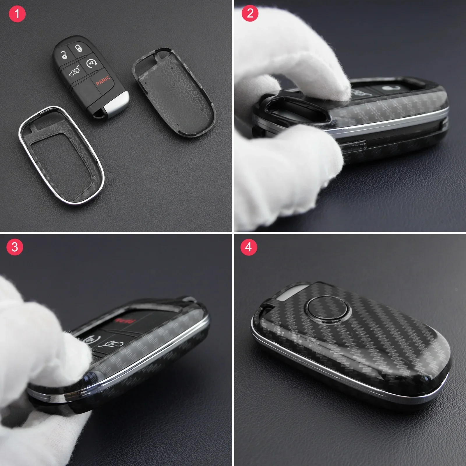 ABS Plastic Carbon Fiber Smart Key Case Cover For Jeep Cherokee Compass Renegade/Fiat 500X/Dodge Charger Dart/Chrysler 200 300