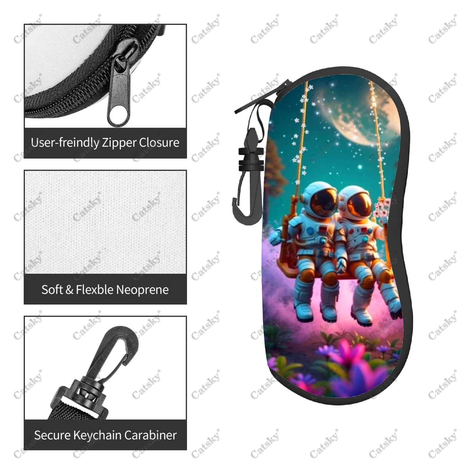 astronaut starry sky Glasses case zipper travel printed soft shell suitable for storing cosmetics pencil case glasses case