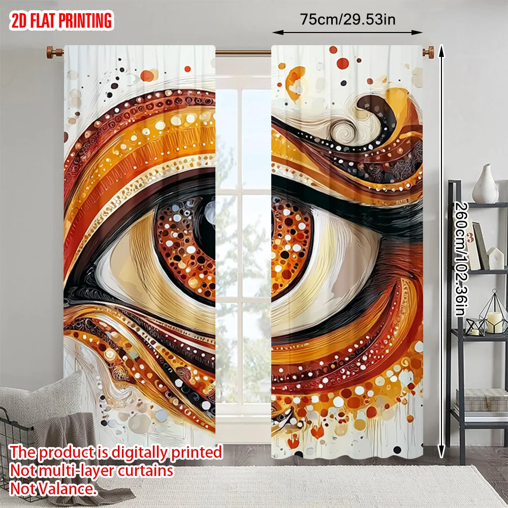 

2pcs, plane printing Curtains Abstract Eye Polyester Easy Install (without rod) Home Decor Ldeal for Bedroom Living Room