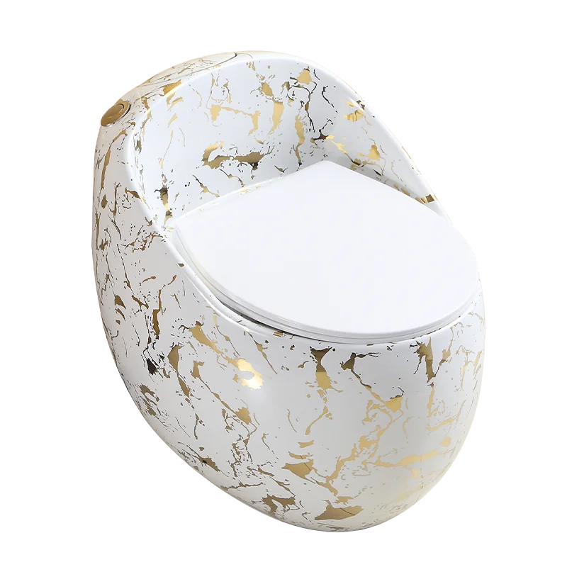 

European personalized golden egg flush toilet household adult toilet swirl siphon egg color