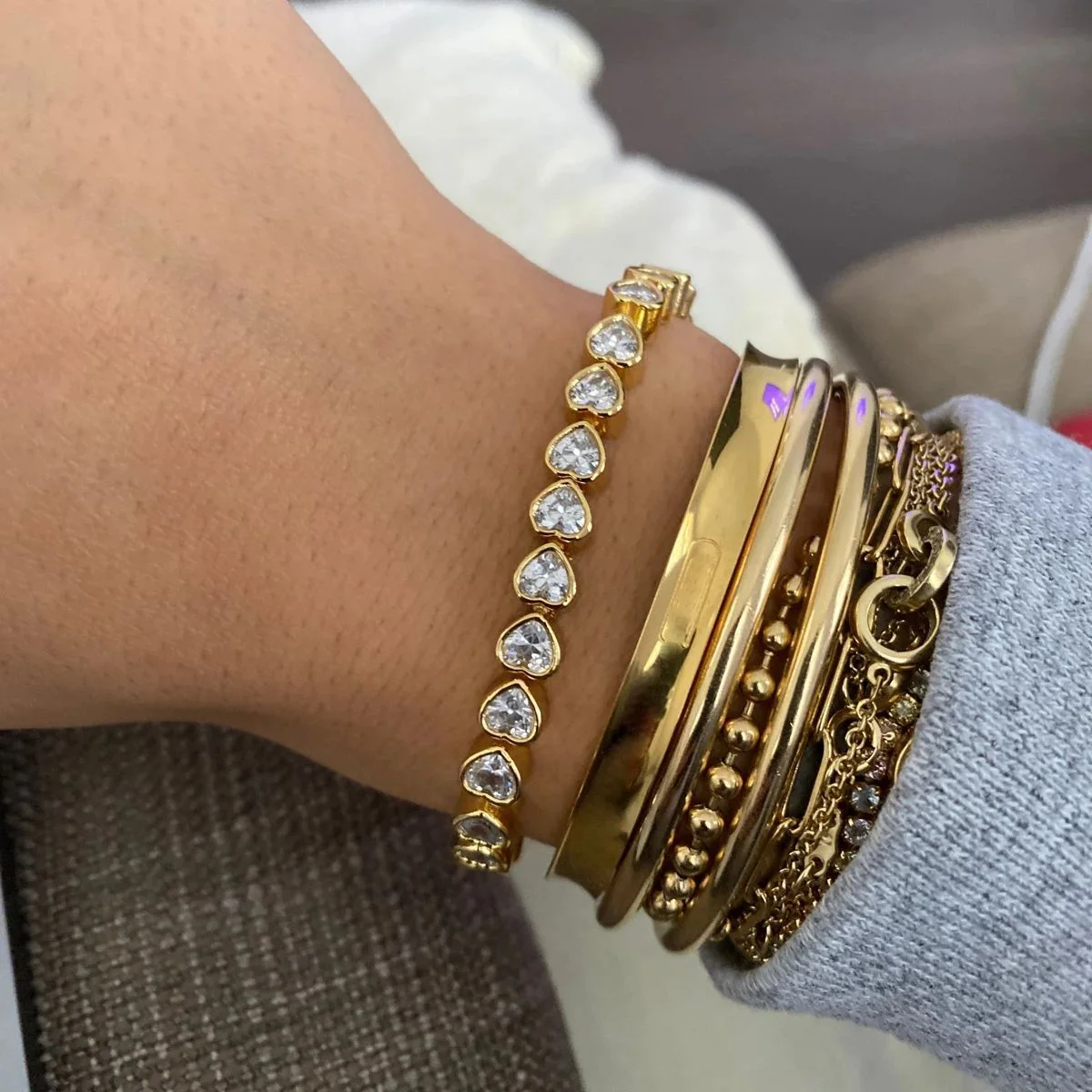 New Arrived Ice Out Bling 5A Cubic Zirconia Heart Shaped Tennis Chain Bracelet For Women Hexagon Bezel Heart CZ Fashion Jewelry