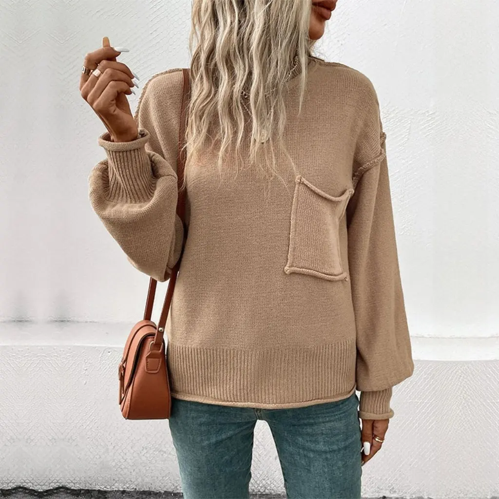 

Women's Loose Long-Sleeved Solid Color Autumn Sweater Multi-Color Hot-Selling European And American Style Flap Pocket Pants