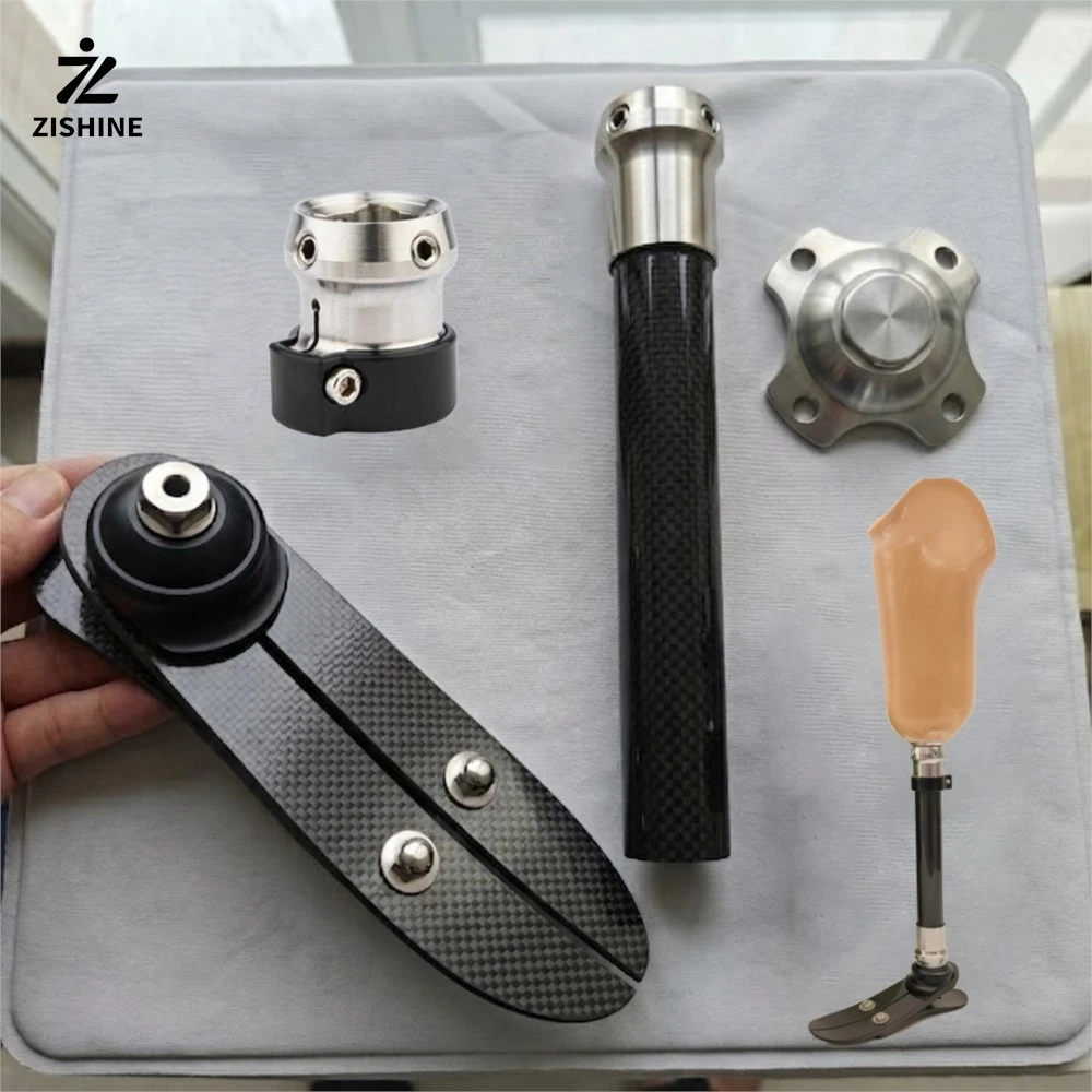 Kit de Prótesis de Pierna de Aleación de Titanio, Piezas de Prótesis Debajo del Rodilla, Tubo de Fibra de Carbono, Adaptador Piramidal de 4 Puntas, Placa de Pie