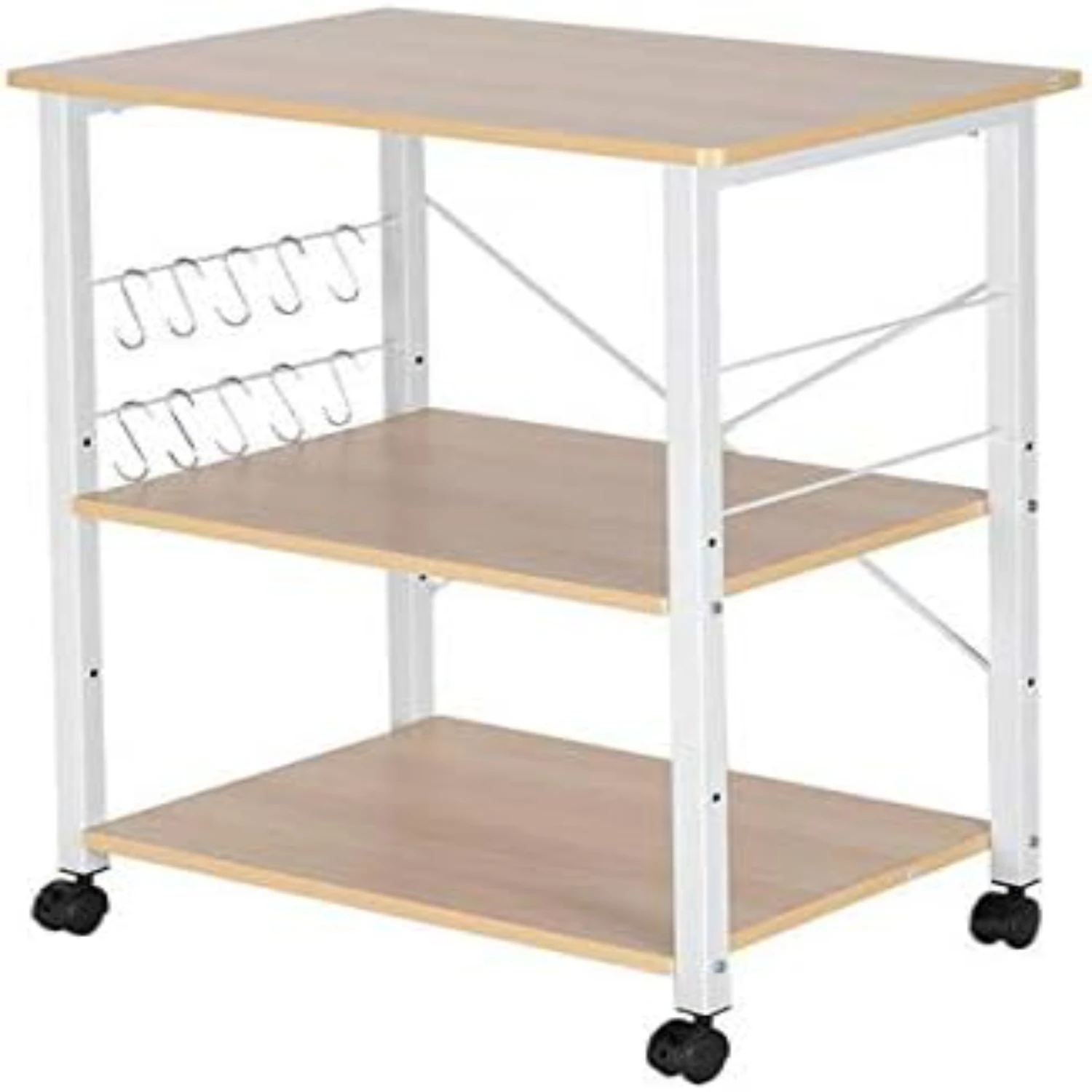 

Kitchen Rolling Microwave Cart on Wheels, 3-Tier Rack, Microwave Oven Stand Cart ，Wood/Chrome () Small bamboo steamer cm