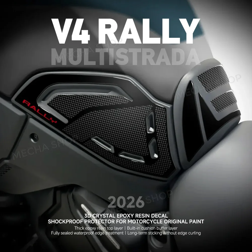For Multistrada V4 Rally Fuel Tank Pad Accessories 3D Epoxy Resin Sticker Protection Kit