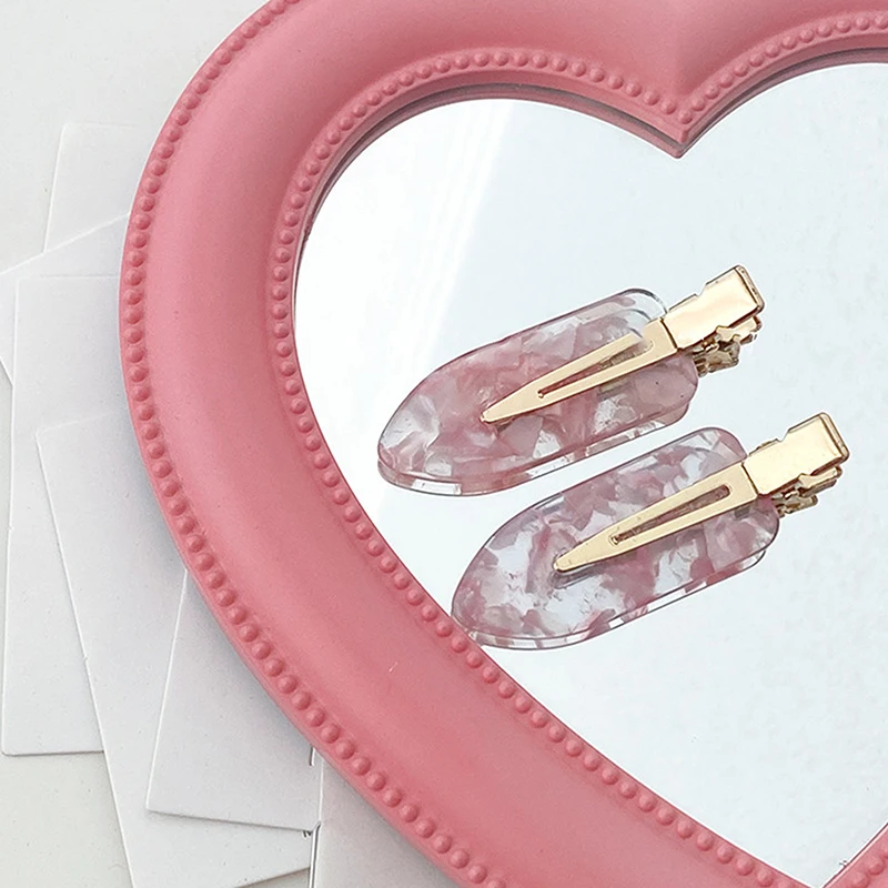 Pinzas para el cabello sin costuras para mujer, herramienta de Peinado de estilo coreano, color rosa Simple, flequillo dulce y fresco, pinzas de pico de pato, 2 uds.