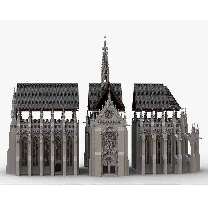 MOC-Juego de bloques de construcción de la catedral de Saint Remigius, juguete de colección de templo del Castillo, vista de la calle, regalos