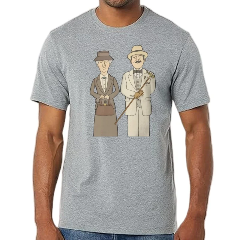 T-shirt Marple et Poirot en Coton pour Homme et Femme, Cravate pour Ulcère d'Agatha Imprimée à Faire Soi-Même, Poignées Mystère