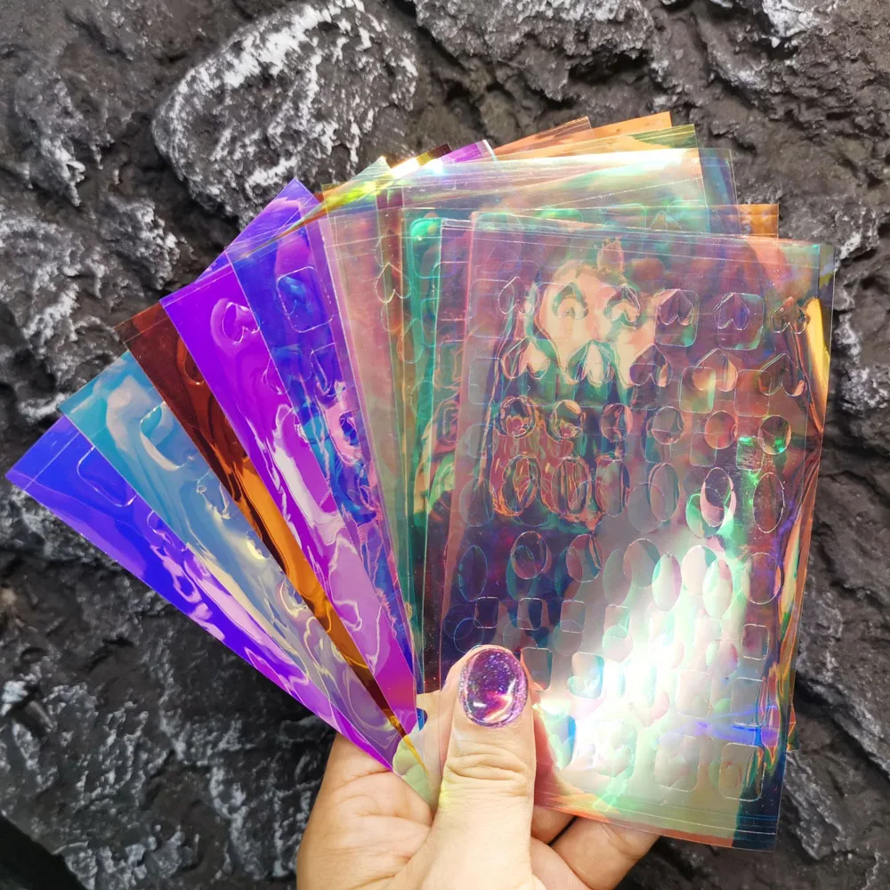 11 stücke Aurora Glas Eiswürfel Nagel Folie Aufkleber 3D Glas Papier Nagel Film Aufkleber Regenbogen Reflektierende Koreanischen Stil Nagel Aufkleber – Detail 5