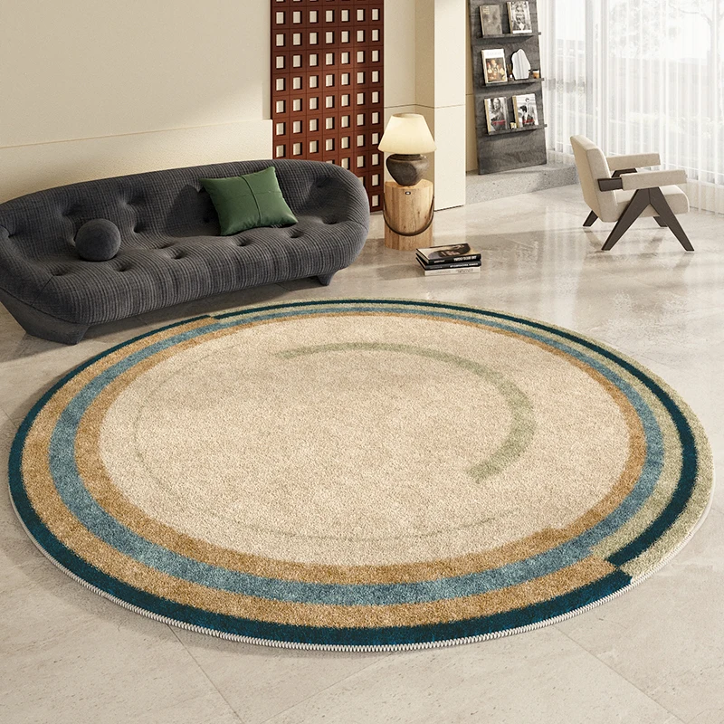 

Round Living Room Carpet American Retro Decorative Rug Soft Comfortable Bedroom Rugs Large Size Waterproof Coffee Table Carpets