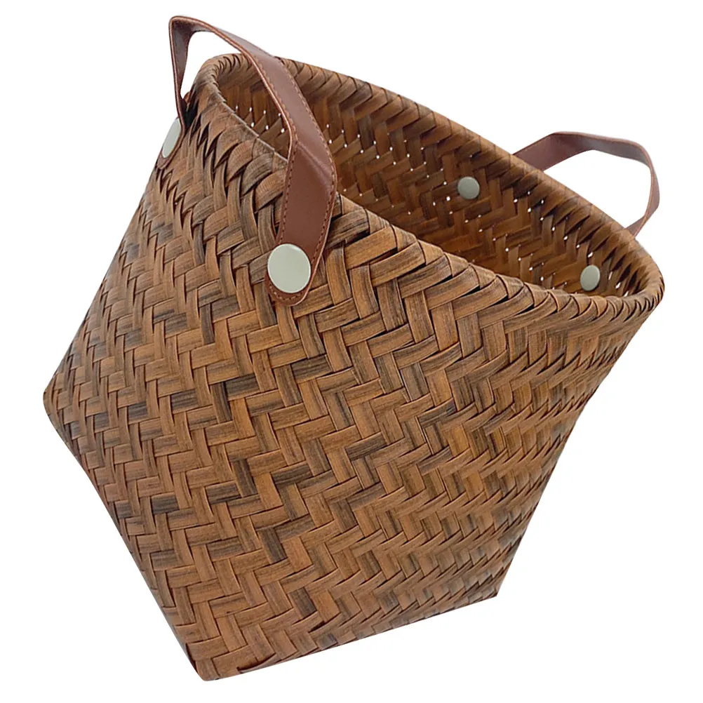 

Плетеная корзина для хранения из искусственного ротанга, большая вместимость, с ручками, для дома, офиса, спальни, кухни, органайзер для хранения