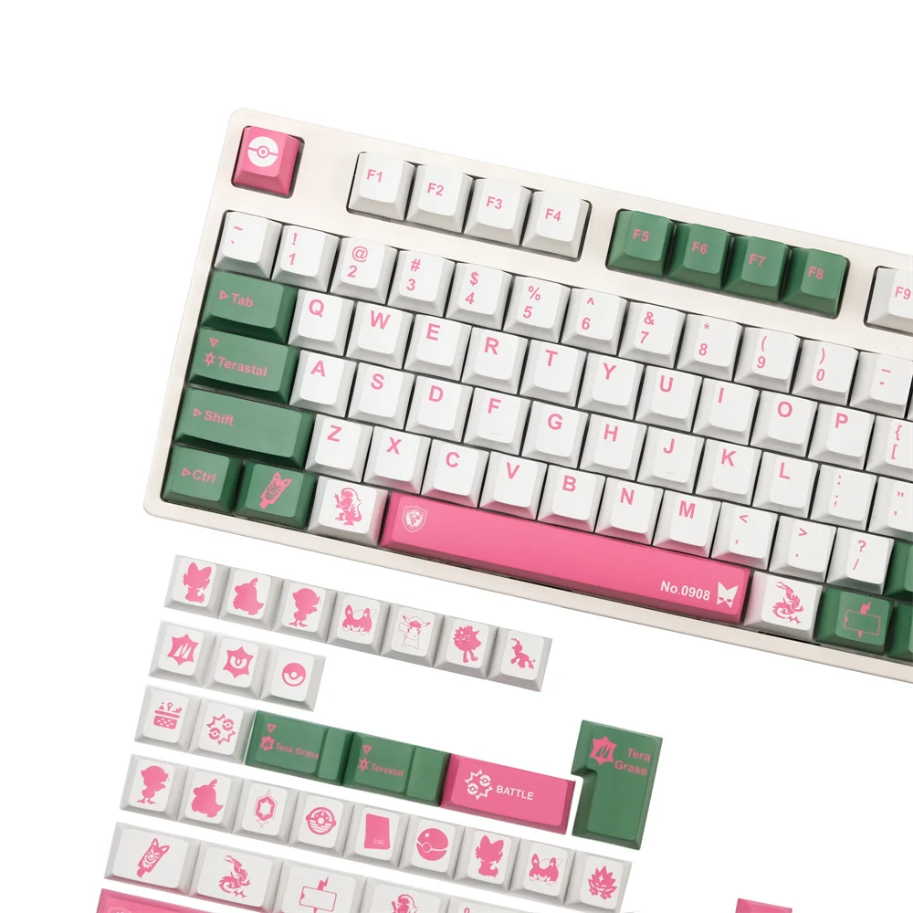 

Custom Red Green Cat Keycap Mechanical Keyboard PBT Keycap Cherry Profile DYE Subbed ISO Enter 1.75u 2u Shift Kits For MX Switch