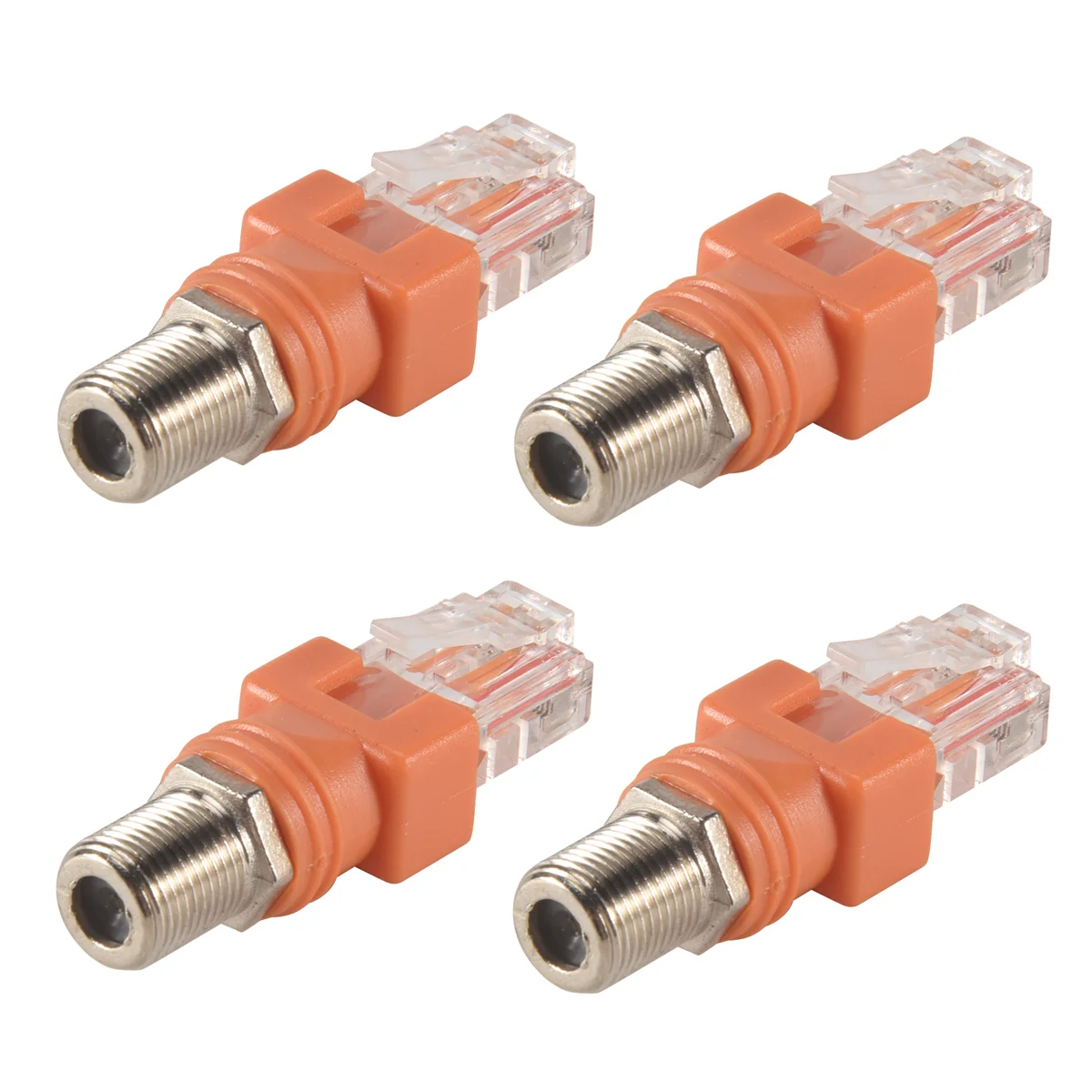 Coaxial to Ethernet Adapter, 4 Pack Coax RF F Female to RJ45 Male Converter for Line Tester ZJY
