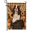 Painting Fall Springer Spaniel Dog Garden Flags 12”x18” Double Sided for Outside Decorative, Autumn Plaid Pet FrontYard Canv jjp