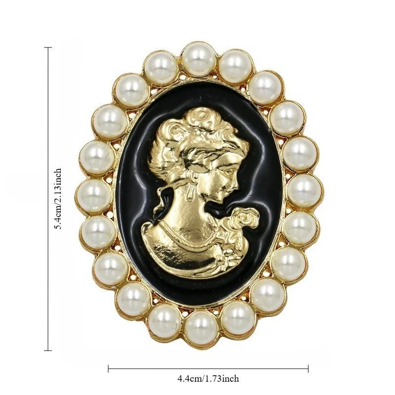 1 Stück Vintage Damen-Porträt-Brosche für Frauen, klassische Retro-Schönheits-Oval-Brosche, Anstecknadeln für Party, Büro, Schmuckgeschenke