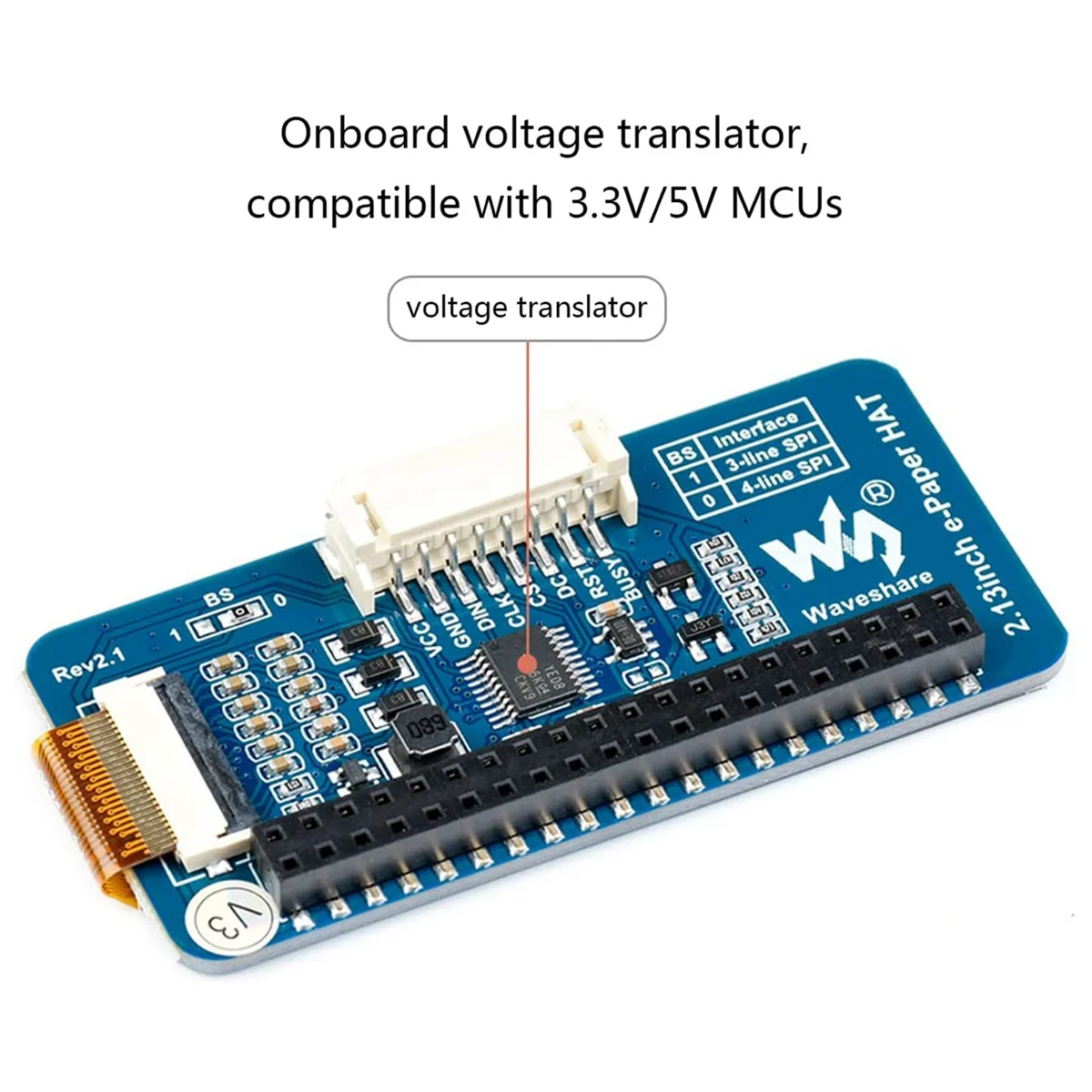 Waveshare 2,13-calowy wyświetlacz E-Ink HAT, czarny, biały dwukolorowy ekran LCD 250X122 pikseli z e-papierem dla Raspberry Pi 4B/3B+/3B/2B/Zero