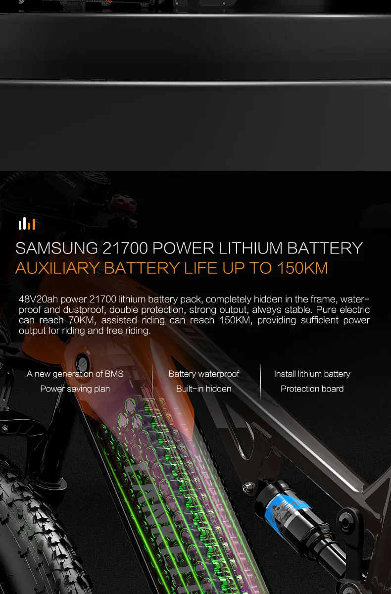 LANKELEISI RV800 Erwachsenen-Elektrofahrrad 750W Motor 48V20Ah Akku 52KM/H Höchstgeschwindigkeit 150km Reichweite 26 Zoll Reifen Leistungsstarkes E-Bike für Pendeln und Touren – Detail 3