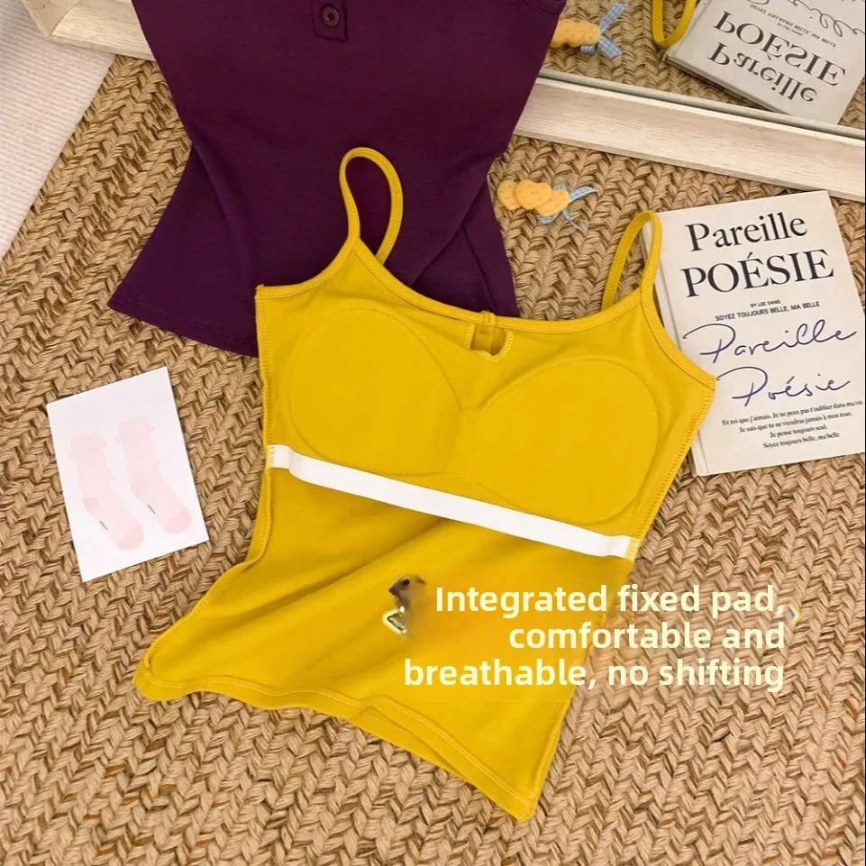 เสื้อกั๊กผู้หญิงแบบใหม่สำหรับฤดูใบไม้ร่วง ดีไซน์แบบชิ้นเดียวพร้อมแผ่นรองหน้าอก ดีไซน์กระดุม ทรงเข้ารูป ผลิตจากผ้าฝ้ายผสมไนลอน ความยาวปกติ