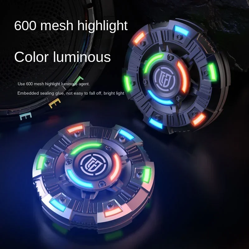 Fidget Spinner Magnetic Push Coin 2in1 Anti-Stress Relief Luminous Toy Spinning Tip Top Haptic Coin EDC Metal Push Card Glowing