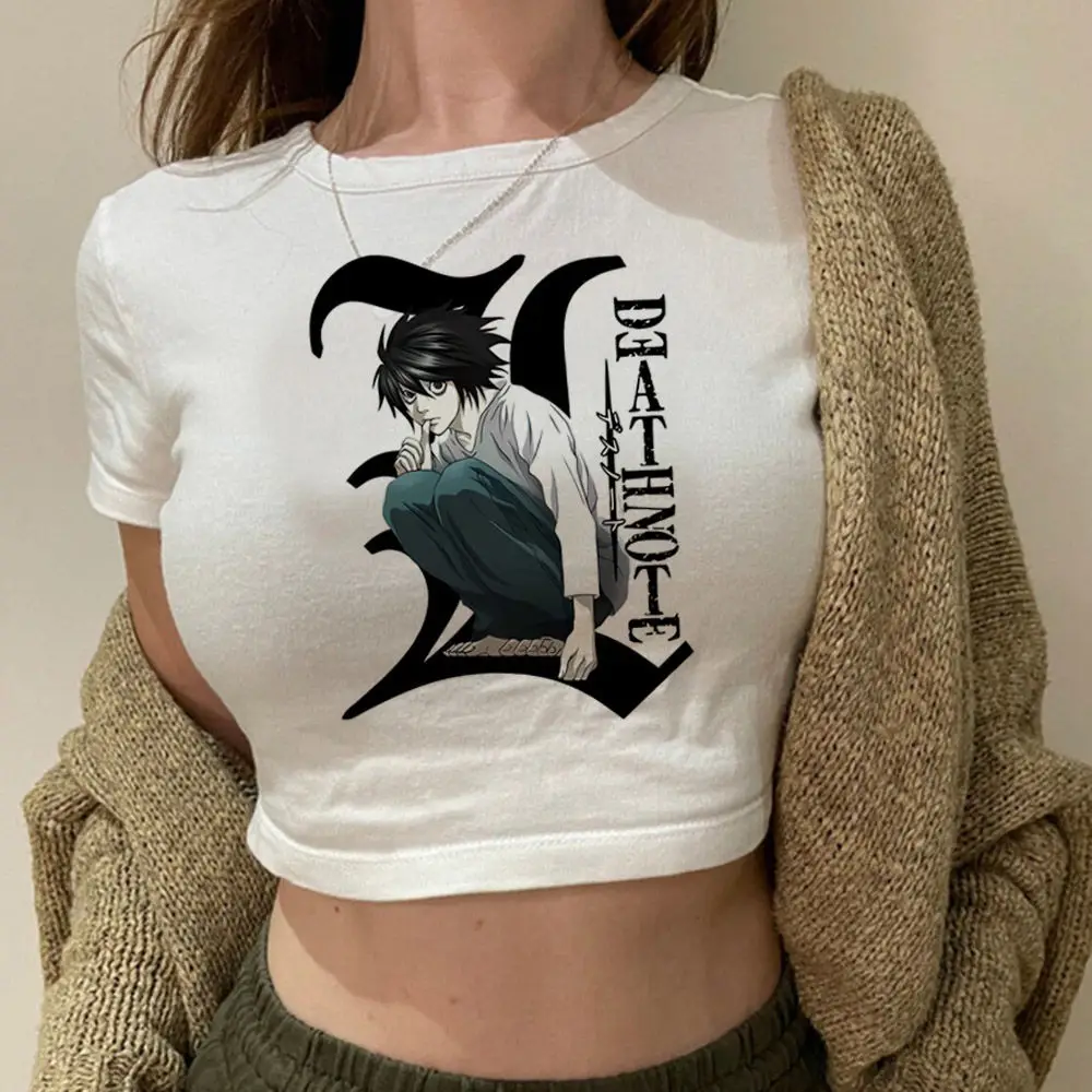 Death Note crop top babydoll harajuku Streetwear coquette Grunge 2025 gyaru summer girls tees