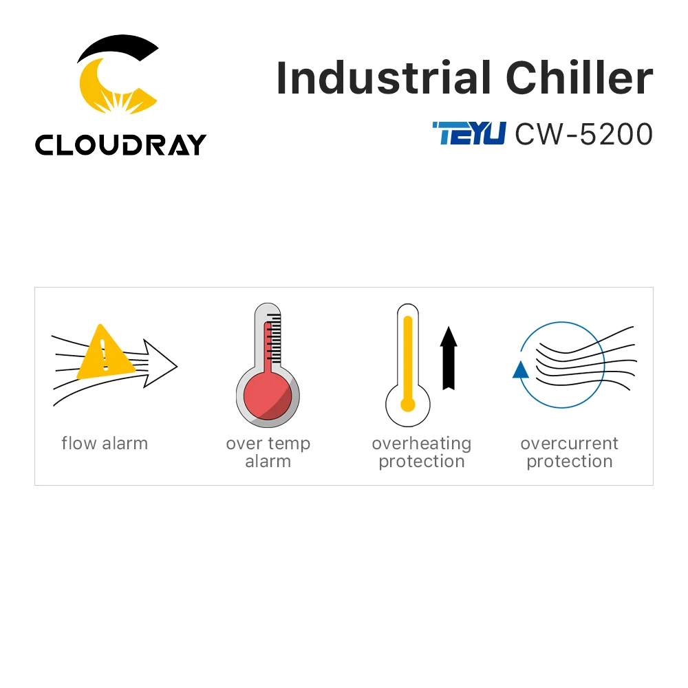 Cloudray Industry Air Water Chiller 50/60Hz S&A CW5200 110V/220V Chiller for CO2 Laser Engraving Cutting Machine Cooling