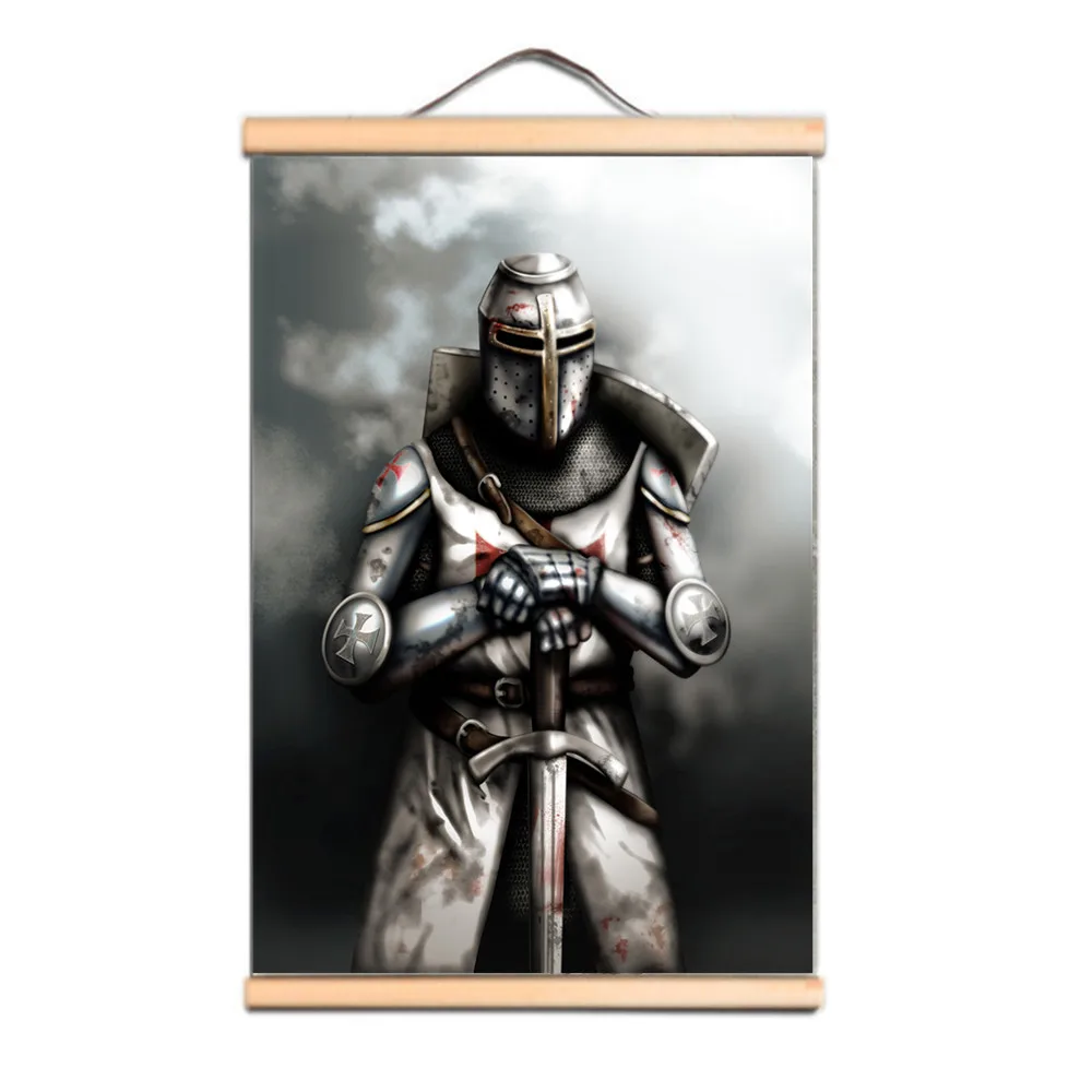 

Masonic Knights Templar Flag Wall Hanging Painting Vintage Crusades Armor Warrior Scroll Poster and Canvas Art Prints Home Decor