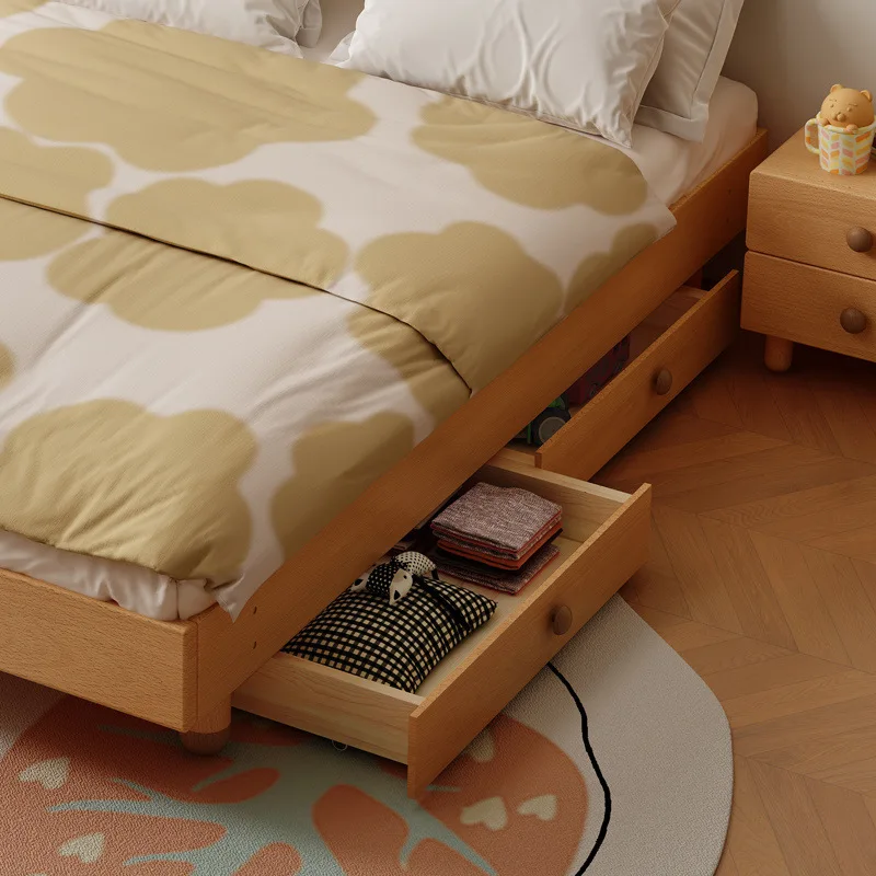 Full solid wood children's bed boys and girls without bedside children's room baby tatami