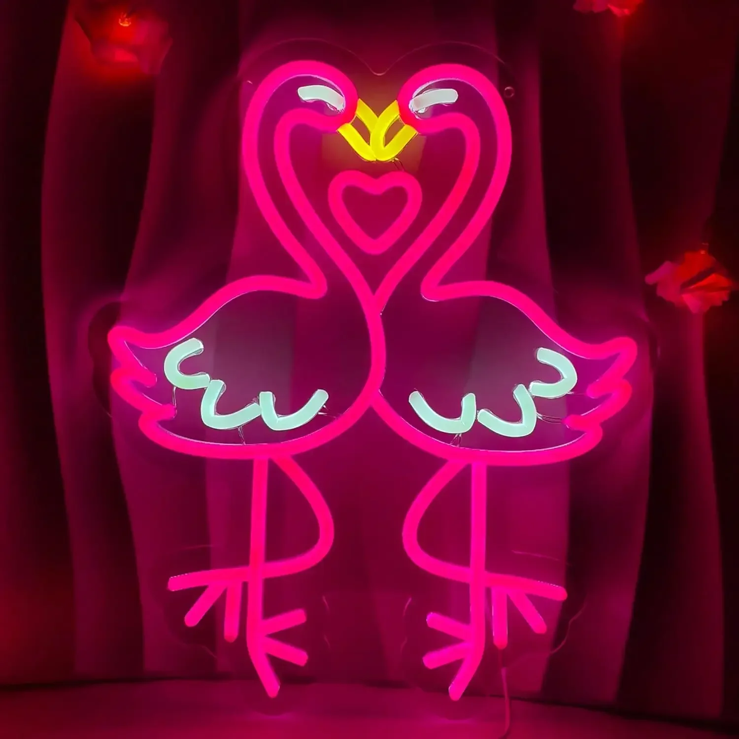 

LED Flamingo Neon Sign Love Neon Light Sign Wall Decor USB Dimmable Gift for Bedroom Wedding Anniversary Wedding Party Decor