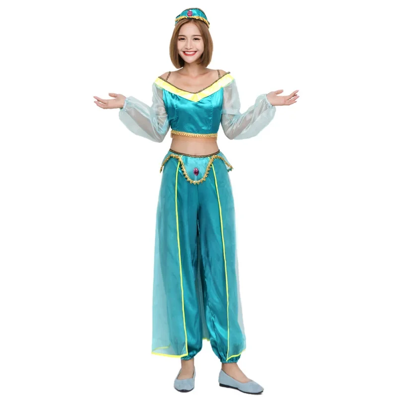 New Women Halloween Red Fairy Tale Aladdin Lamp Jasmine Princess Cosplay Costume Carnival Party Arab Belly Dance Fancy Dress view 5