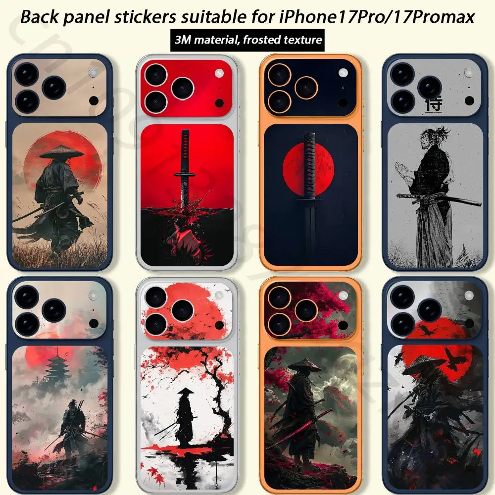 

Japanese Bushido Samurai For iPhone 17 pro Max /17 pro Full Cover Decal Skin Wrap 3D Colorful Rear Protective Sticker Film