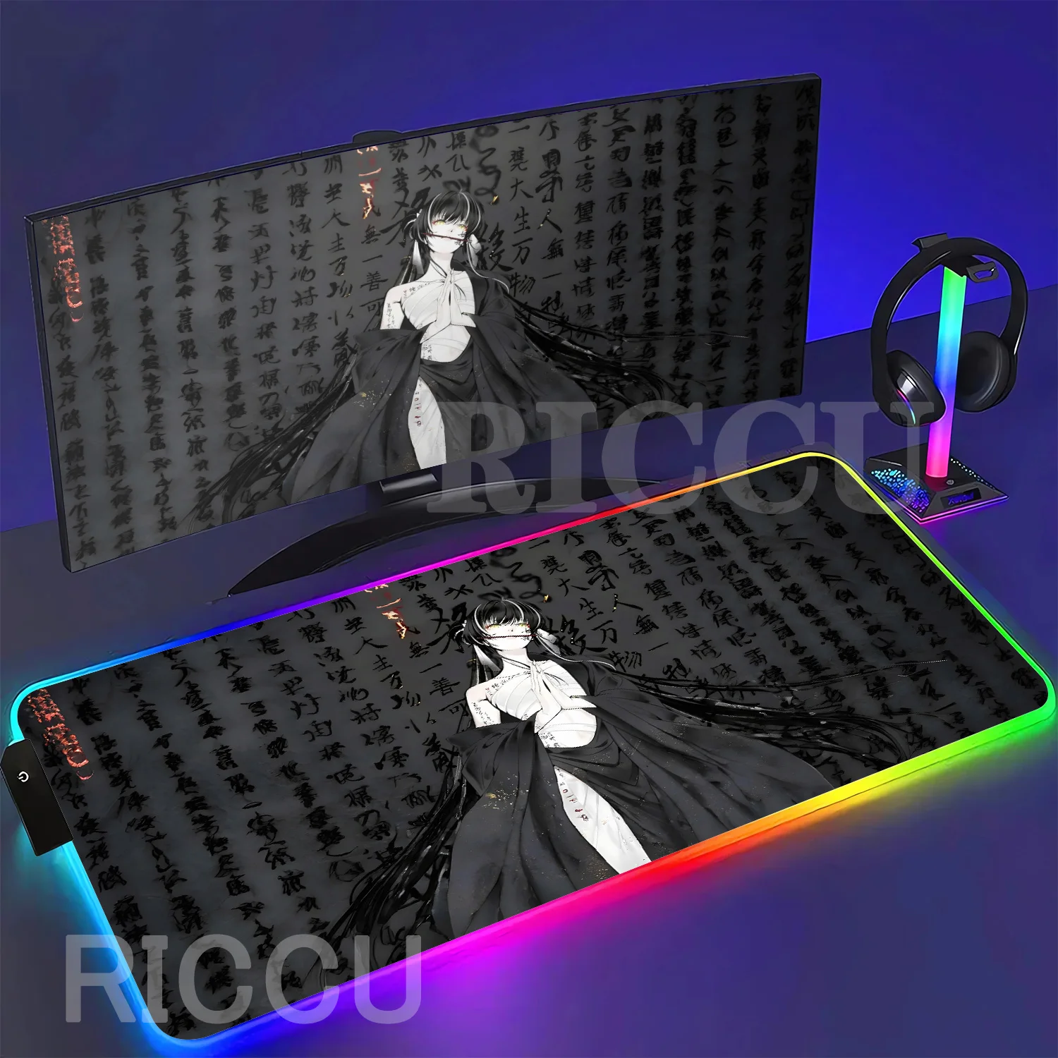 RGB لوحة ماوس كبيرة سبعة قتل qisha الساحرات السوداء LED Mousemat أنيمي لعبة هدية 400x900 مللي متر HD الطباعة Esports الخلفية حصيرة مكتبية #1