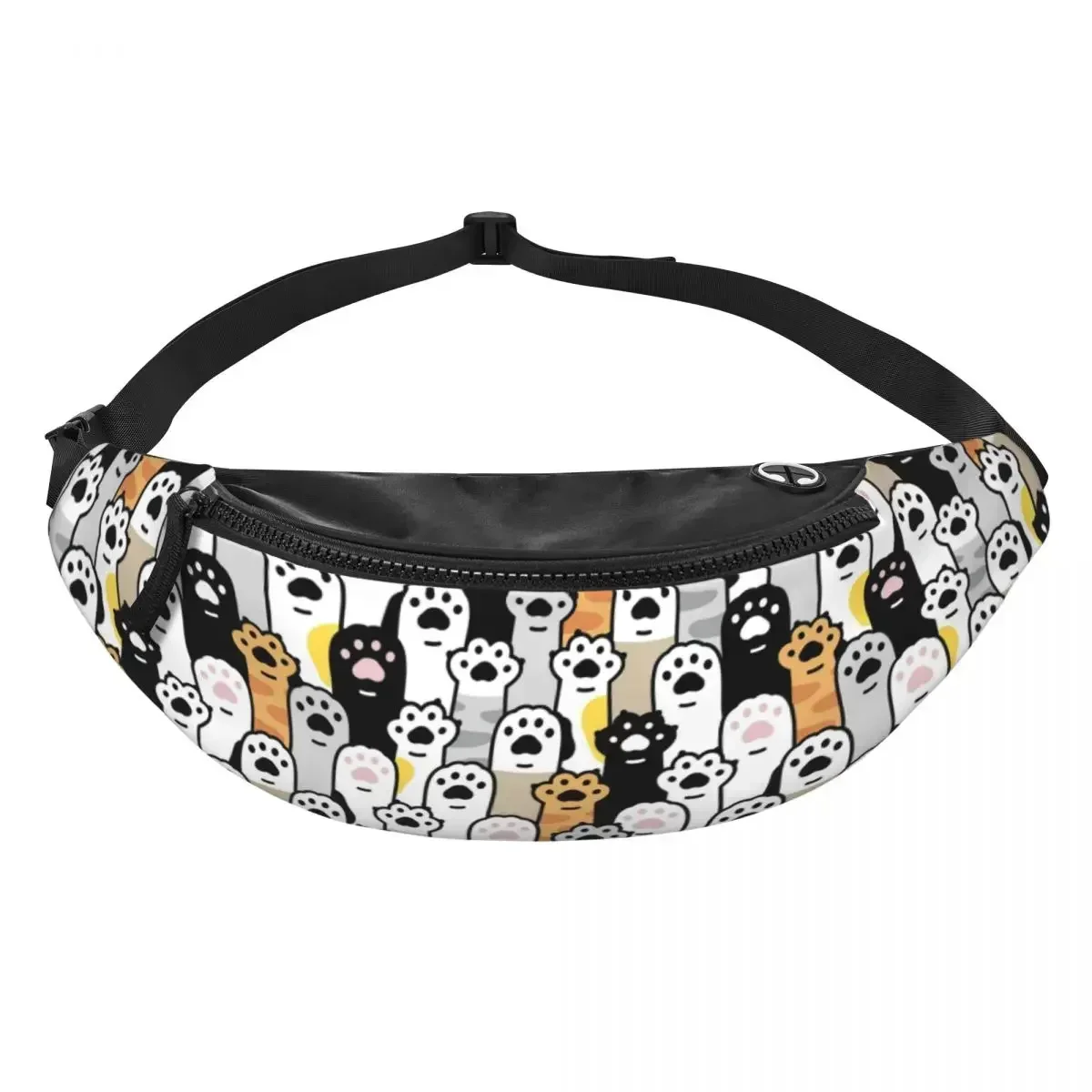 Casual Cat Paw Print Fanny Pack, Pegada do gatinho, Viagem, Caminhadas, Homens, Mulheres, Cartoon Paw Lover, Crossbody Waist Bag, Phone Money Pouch