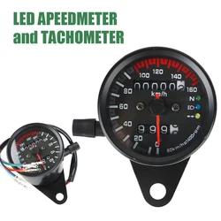12V Motorcycle Speedometer For Cafe Racer Motorbike Backlight Indicator Universal with LED Signal Light Odometer Gauge