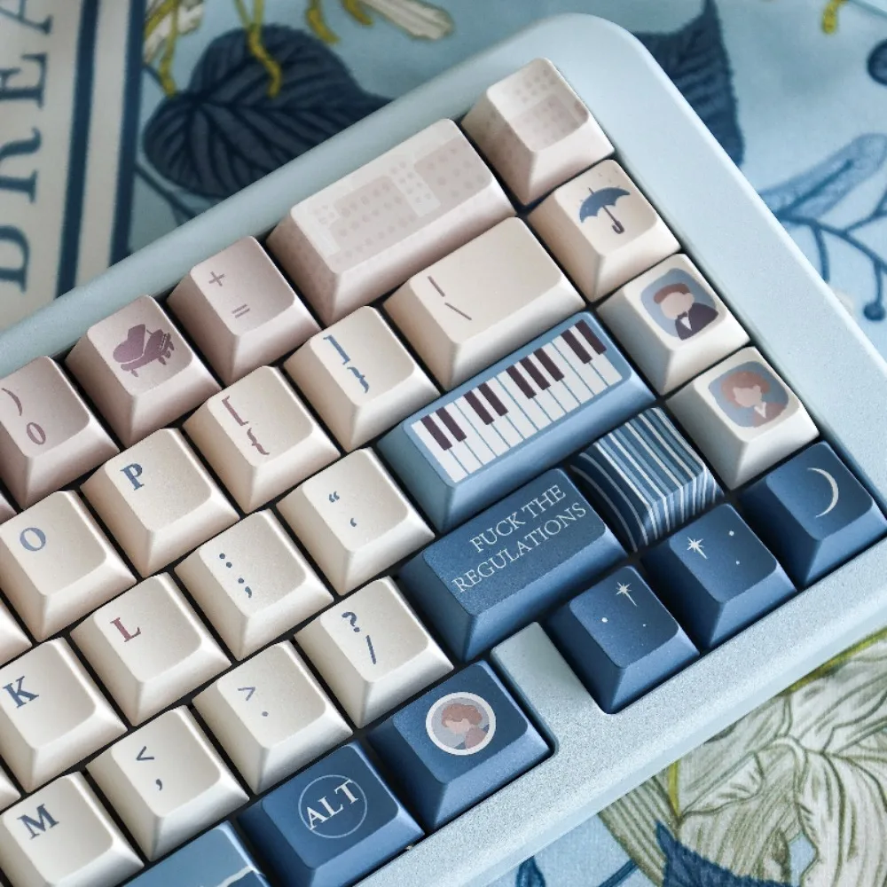 Imagem -05 - Sea Pianist Tema Keycap Pbt 142 Key Custom Custom Keycap Teclado Personalizado Cherry Perfil Gaming Keycap para Teclado Mecânico o