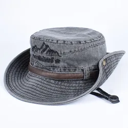 Panama Sun Hat Fisherman Hat Man Women Summer Wide Brim Visor Fishing Bucket Hat Leather Belt Embroidered Waterproof Bob Femme