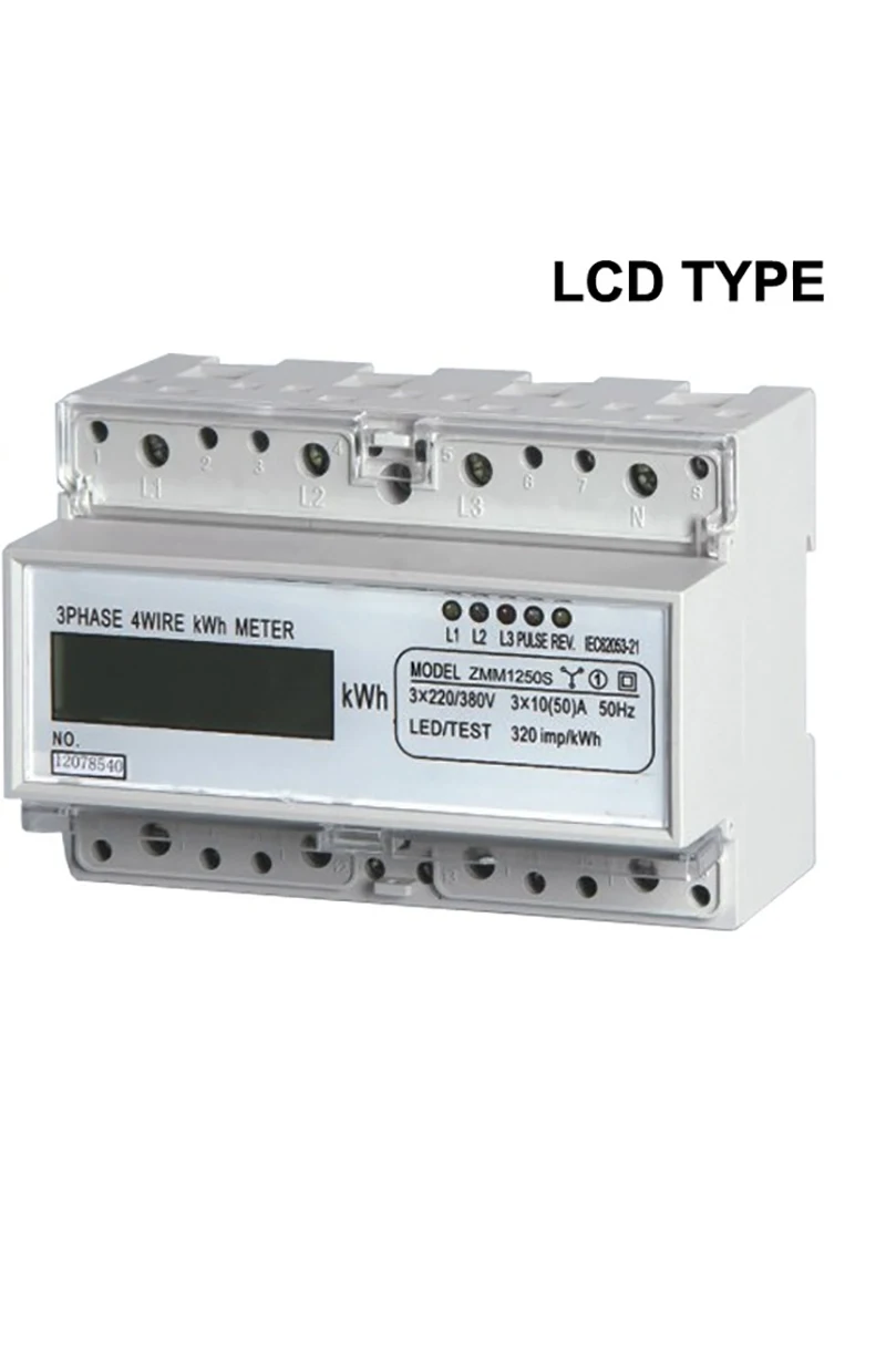 Three phase LCD 15/60A 415V 50/60HZ Energy kwh meter 3p factory sale  active power with 2pc free plastic meter seal view 3