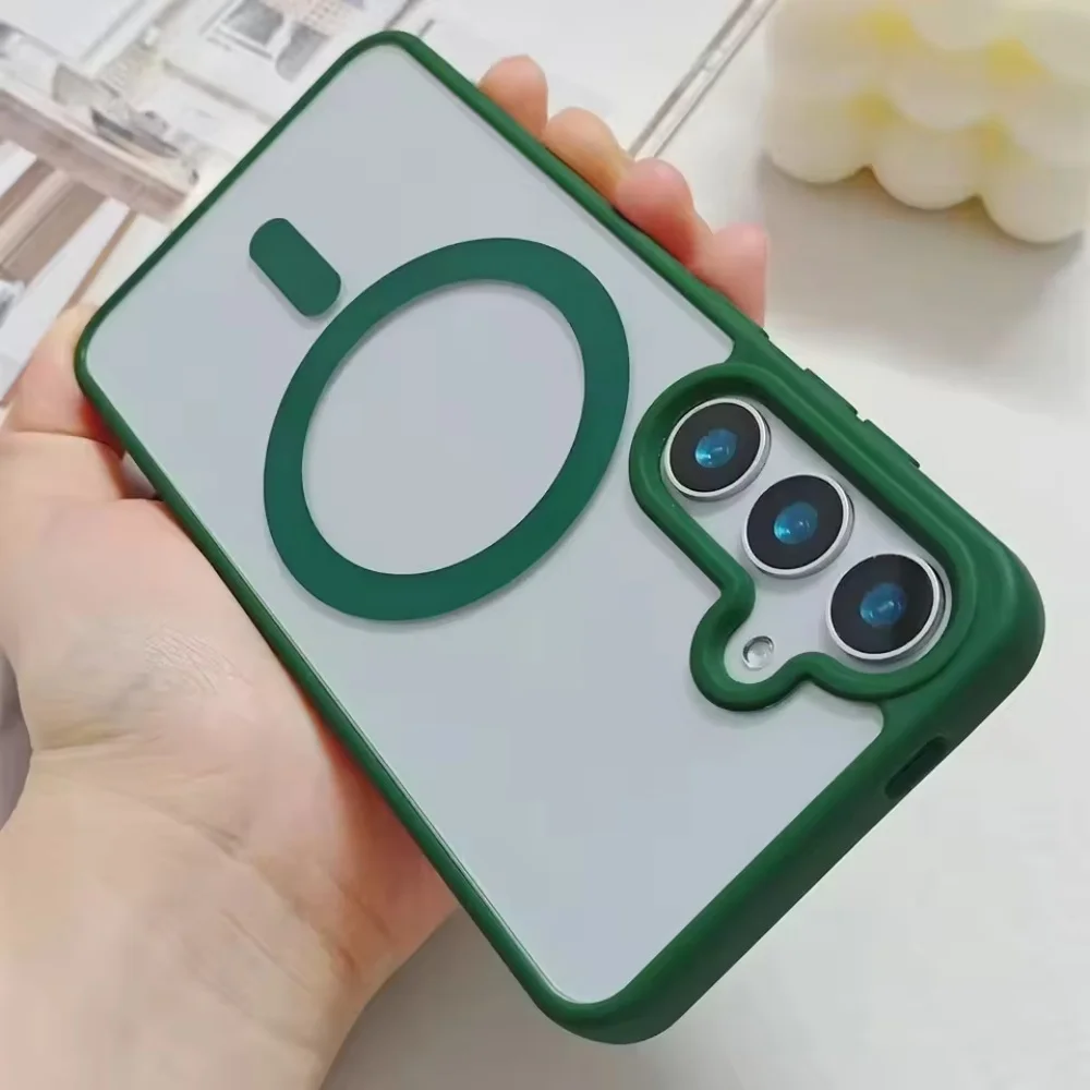 Macaron Colored Magnetic Anti Drop Phone Case For Samsung Galaxy S26 S25 S24 S23 S22 Ultra Plus Edge FE 5G Protect Magsafe Cover