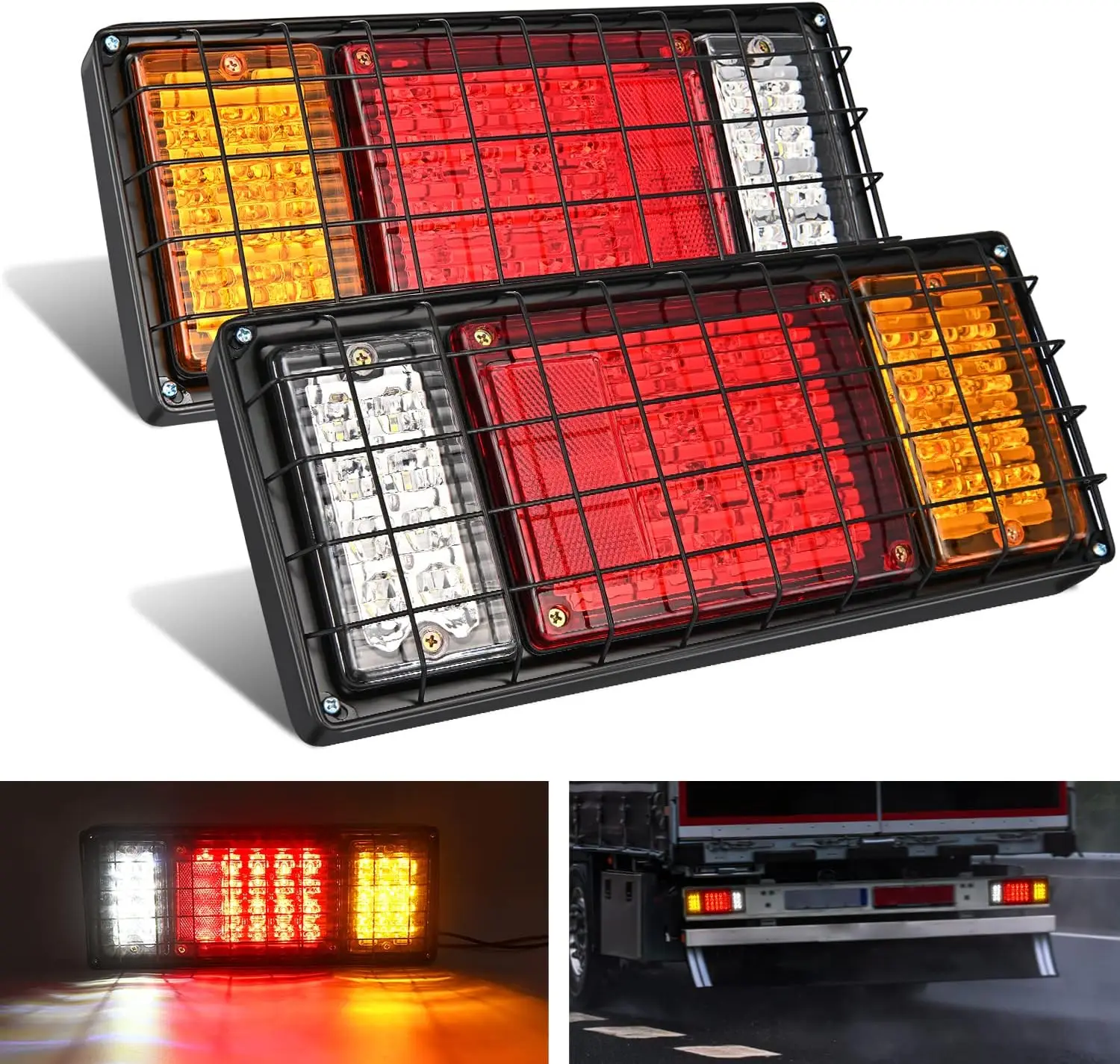 

2PCS Trailer Tail Light Kit 40 LED Running Brake Turn Signals Reverse lights Waterproof for 10-30V Truck RV UTV Camper Van Boat