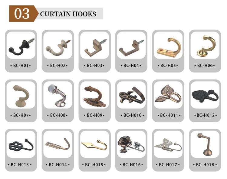 Cortina decorativa para ventana en forma de U de latón europeo de alta calidad, soportes laterales para cortina