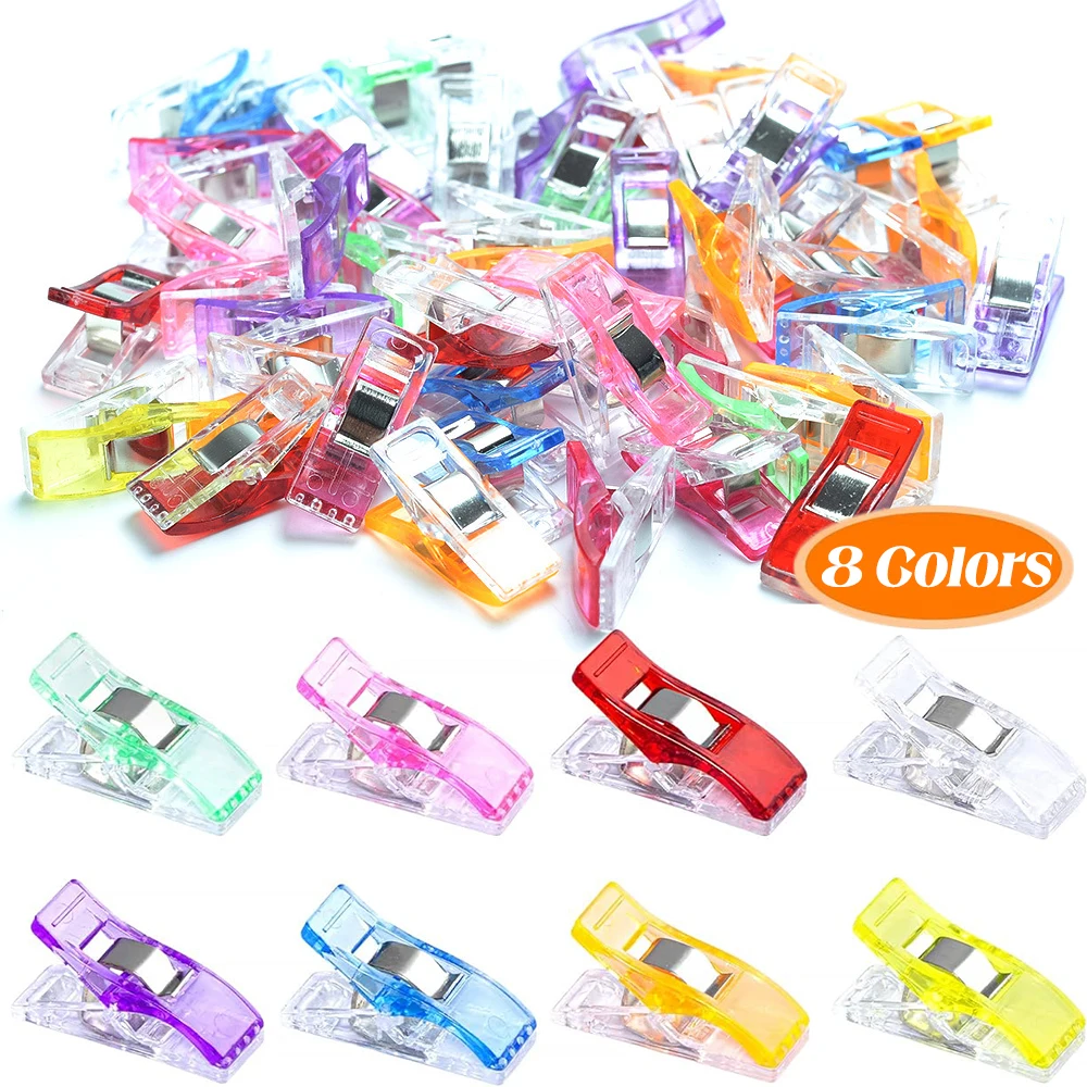 Clips fuertes de plástico para costura, Clips multifunción para sujetar ropa, manualidades DIY, herramienta para sujetar acolchados, colores